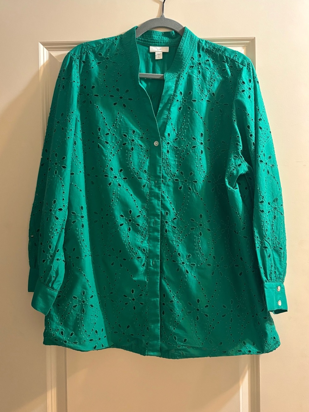 J. Jill GreenEyelet Button-Down Shirt
Large
Preppy classic vibrant